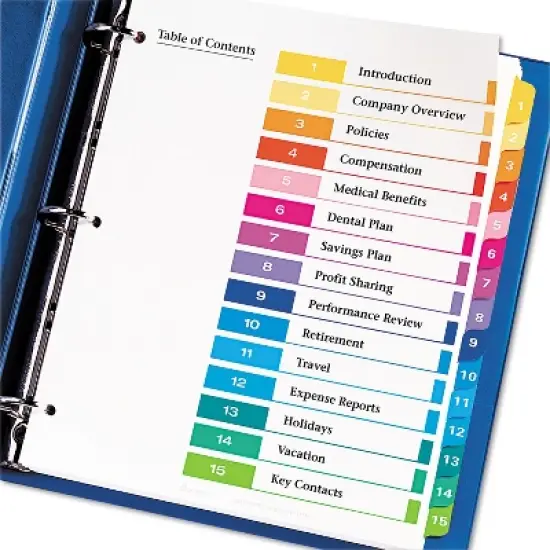 Avery Ready Index Customizable Table of Contents Multicolor Dividers 15-Tab Letter 11143 image {1}
