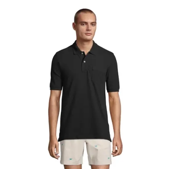 Lands' End Men's Short Sleeve Comfort First Solid Mesh Polo With Pocket image {5}