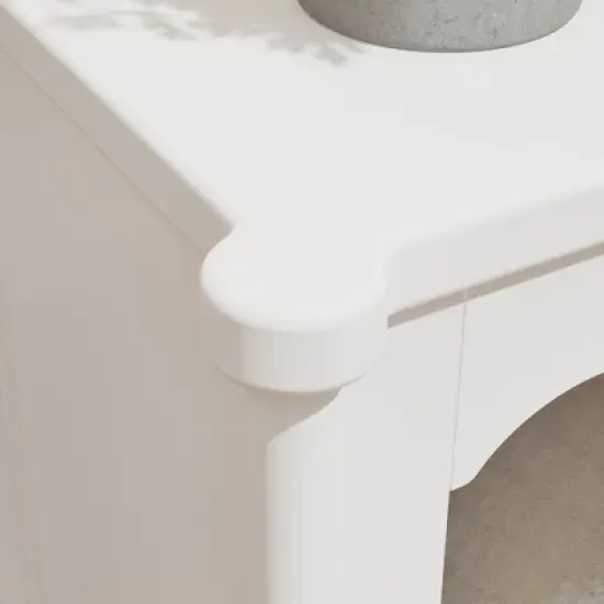 FUFU&GAGA Elegant White, Textured - Glass - Doored Pantry Cabinet with Scalloped Base & Rounded Legs for Kitchen, Dining & Living Spaces image {6}