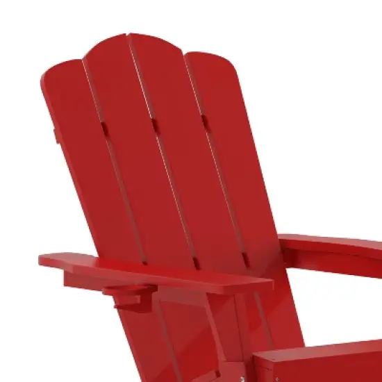 Flash Furniture Newport HDPE Adirondack Chair with Cup Holder and Pull Out Ottoman, All-Weather HDPE Indoor/Outdoor Chair image {7}