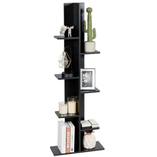Costway Open Concept Bookcase Plant Display Shelf Rack Holder Wood Walnut\Brown image {10}
