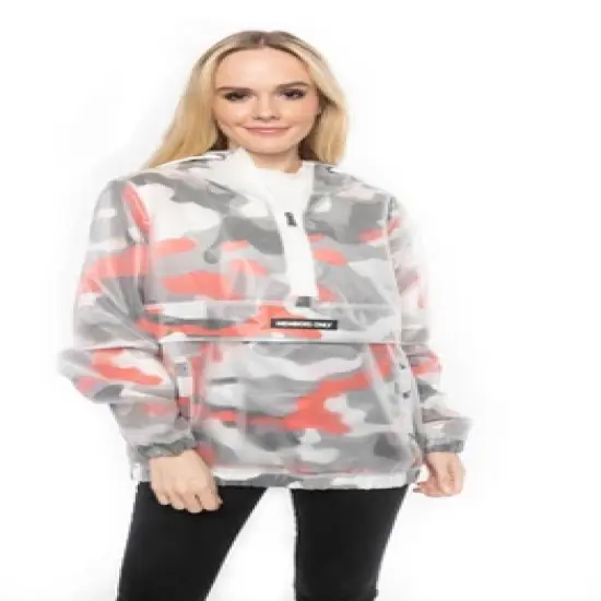 Members Only Women's Translucent Camo Print Popover Oversized Jacket image {5}