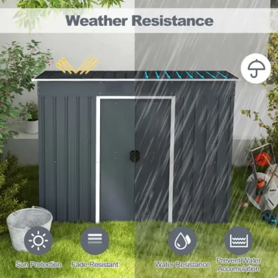 Costway 3.6' x 7.1' Outside Garden Storage Shed Tool House with Ground Foundation Frame image {8}