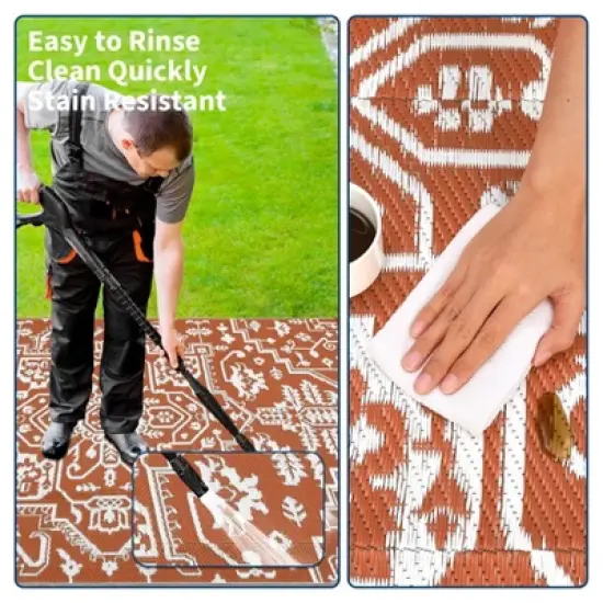 Outdoor Rug Waterproof Reversible Plastic Straw Patio Rug image {6}