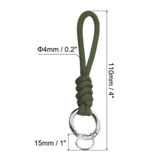 Unique Bargains Braided Wrist Strap Key Whistle Wallet Badge Lanyards 4" with Spring O Ring image {1}
