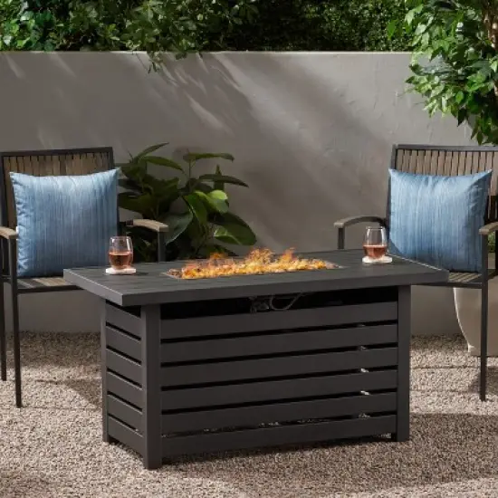 Rectangular Iron Propane Fire Pit With Built In Tank Storage And Outdoor Heating image {15}
