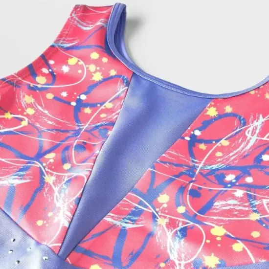Girls' Gymnastics 'Scribbles' Pull-On Leotard - Cat & Jack&trade; Periwinkle Blue image {2}