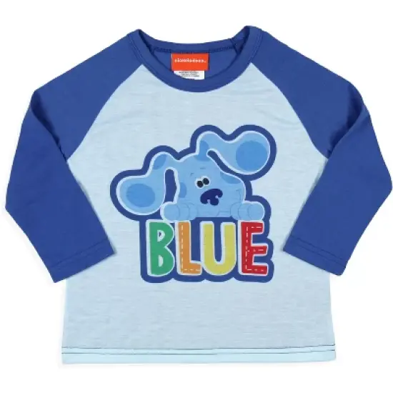 Nickelodeon Toddler Boys' Blue's Clues Sleep Raglan Shirt Pant Pajama Set Blue image {1}