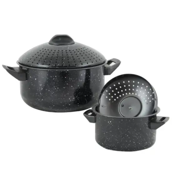 Gibson Home Casselman 4 piece Nonstick Pasta Pot Set in Black with Bakelite Handle/Knob image {1}