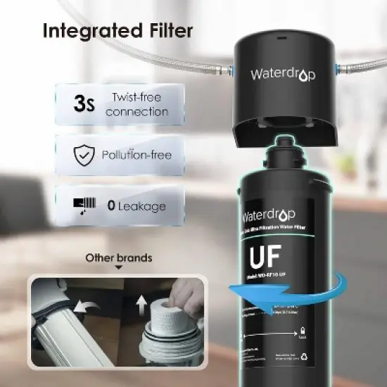 Waterdrop 10UA-UF Ultra Filtration Under Sink Water Filter with 1 Extra RF10-UF Filter image {6}