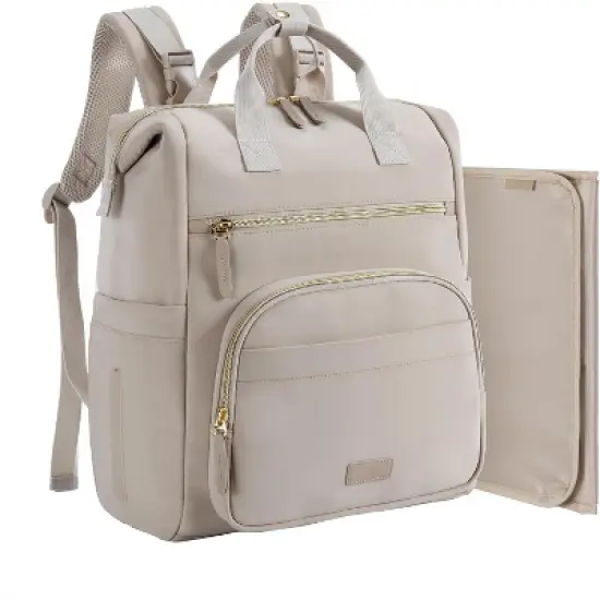 Itopfox Neoprene Diaper Backpack Small Lightweight Water Resistant Baby Bag with Changing Pad and Stroller Straps for Boys Girls Newborn image {7}