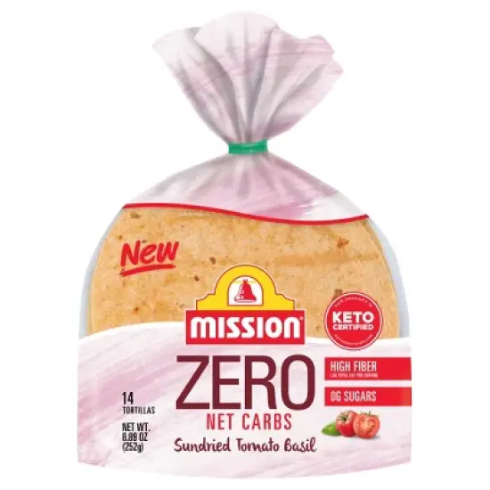 Mission Street Taco Size Zero Net Carbs Sundried Tomato Basil Flour Tortillas - 14ct/8.89oz image {6}
