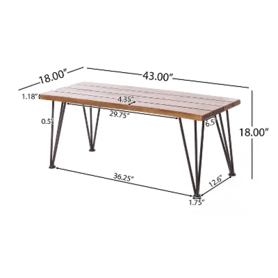 GDFStudio Avy Acacia Wood and Iron Coffee Table image {2}