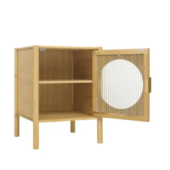Organnice Single Door Nightstand, Bamboo Bedside Table image {2}