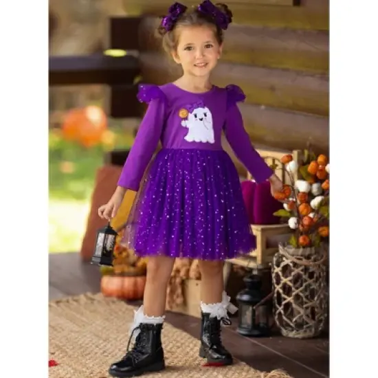 Girls Hey Boo Glitter Tutu Dress - Mia Belle Girls image {4}