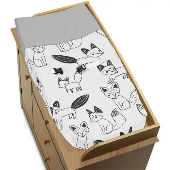 Sweet Jojo Designs Changing Pad Cover - Fox - Black/White image {2}