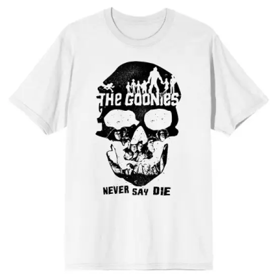 Goonies Skull Never Say Die Men's White T-shirt image {1}