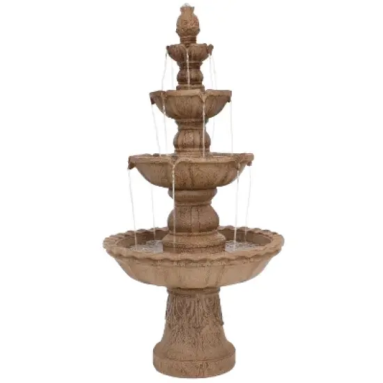Sunnydaze 52"H Electric Fiberglass and Resin 4-Tier Pineapple Top Outdoor Water Fountain image {11}