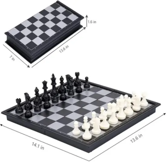 MOVSSOU Magnetic Chess Set Foldable Board Games 15" image {3}