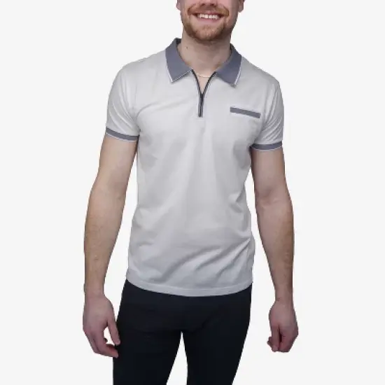 X RAY Men's Short Sleeve Zip-Neck Polo image {6}