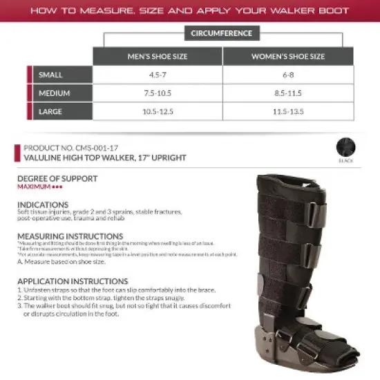 OTC Walker Boot, Short Leg Cast, High Top, Black image {1}