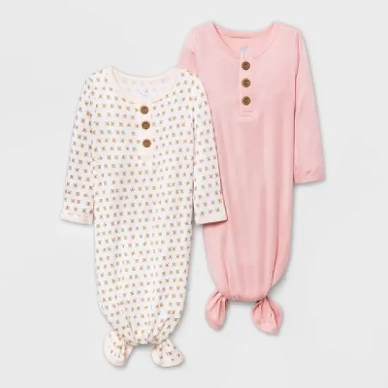 Baby Girls' 2pk Modal Tie NightGown - Cloud Island&trade; Pink image {4}