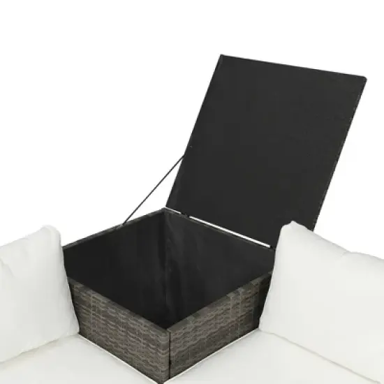 4pc Wicker Patio Conversation Set with Cushions - Gray/Beige - GODEER image {16}