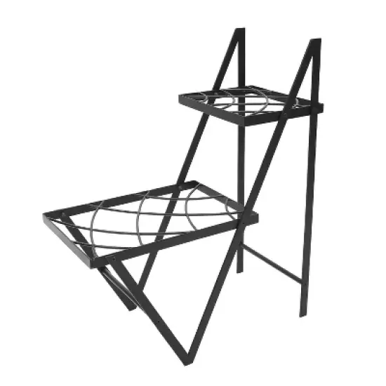 30.5" Tall Modern Indoor Outdoor Zig Zag Duet Iron Plant Stand - Achla Designs image {1}