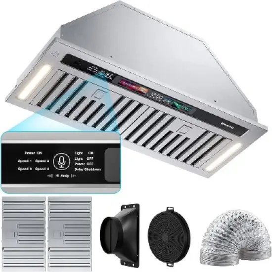 Cesicia 30-in Silver 4-speed 900CFM Insert Range Hood image {1}