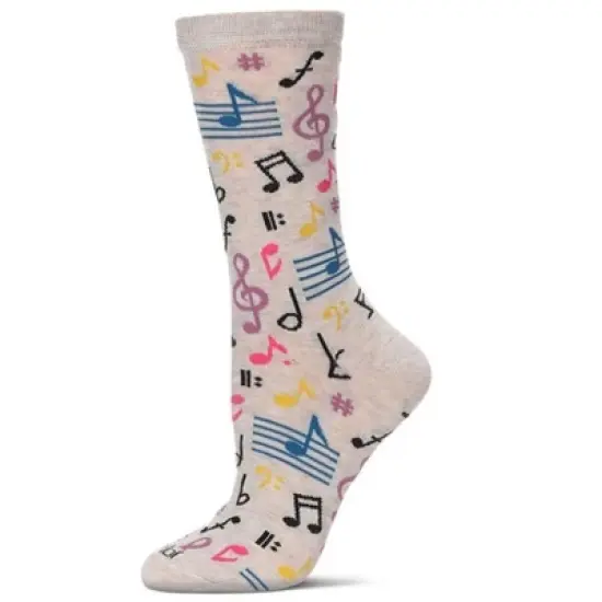 Memoi Musical Notes Bamboo Blend Crew Sock image {5}