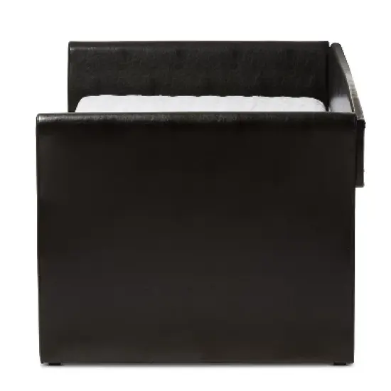 Twin Camino Modern and Contemporary Faux Leather Upholstered Daybed with Guest Trundle Bed - Baxton Studio image {2}