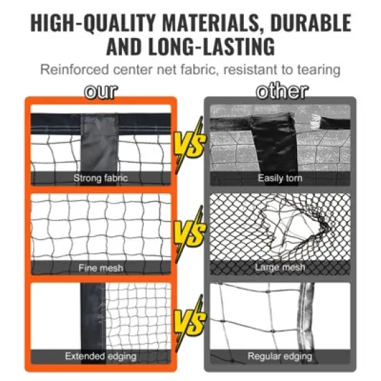 VEVOR Pickleball Net Set, 22FT Regulation Size Portable Pickleball System with Carrying Bag & Balls & Paddles, Metal Frame & Strong PE Net image {4}