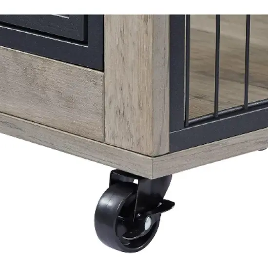 Acekool Furniture Dog Crate - Mobile Side Table Kennel with Lift Top & Wheels image {4}