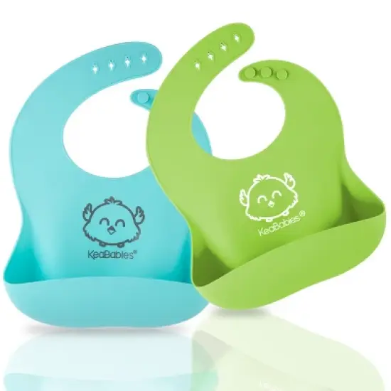 KeaBabies 2-Pack Silicone Bibs For Babies, Food Grade Silicone Baby Bibs for Eating, Feeding, Toddler Bibs, Boys, Girls image {9}