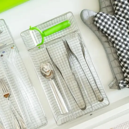 Better Houseware Chrome Cutlery Tray, Large in Silver image {4}