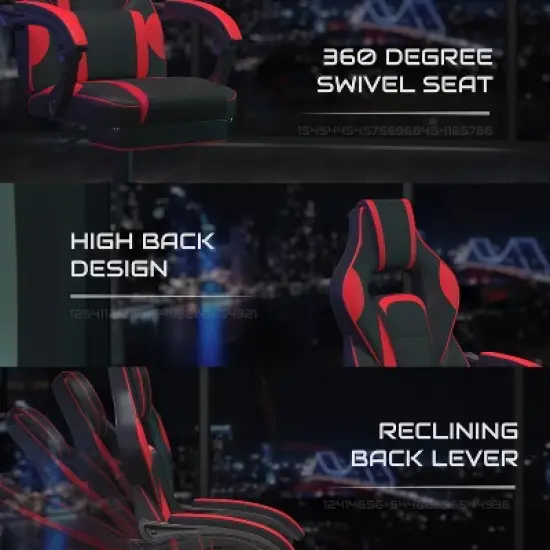 BlackArc Zulu Gaming Desk and Chair Set, Ergonomic Gaming Chair with USB Massage, Slide-Out Footrest, and Detachable Headrest Pillow image {6}