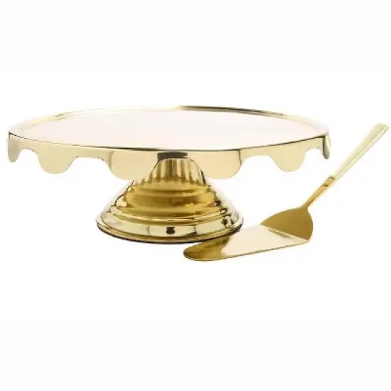 Classic Touch Gold Cake Stand with Server image {2}
