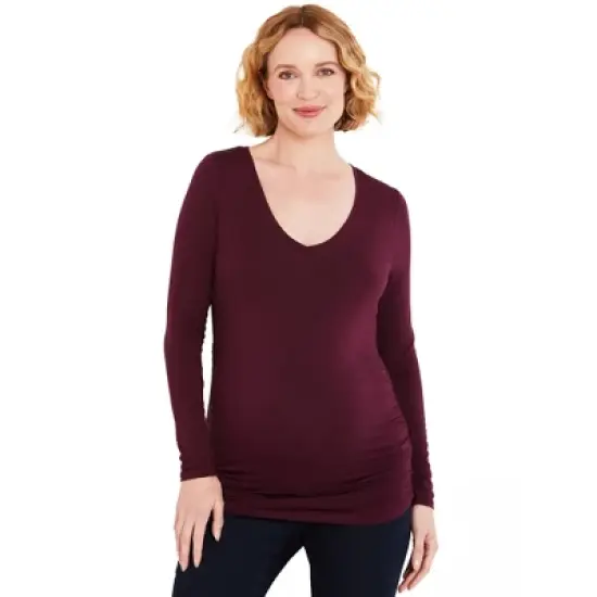 Longsleeve Side Ruched Maternity T Shirt | Motherhood Maternity image {6}