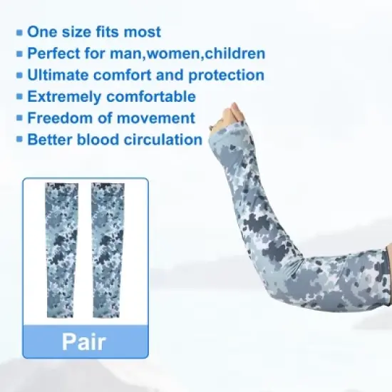 Unique Bargains Basketball Sports Camouflage Cooling Arm Elbow Compression Sleeve Black Gray Green White 1 Pair image {4}