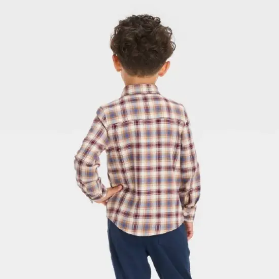 OshKosh B'gosh Toddler Boys' Long Sleeve Woven Flannel Shirt - Maroon image {1}