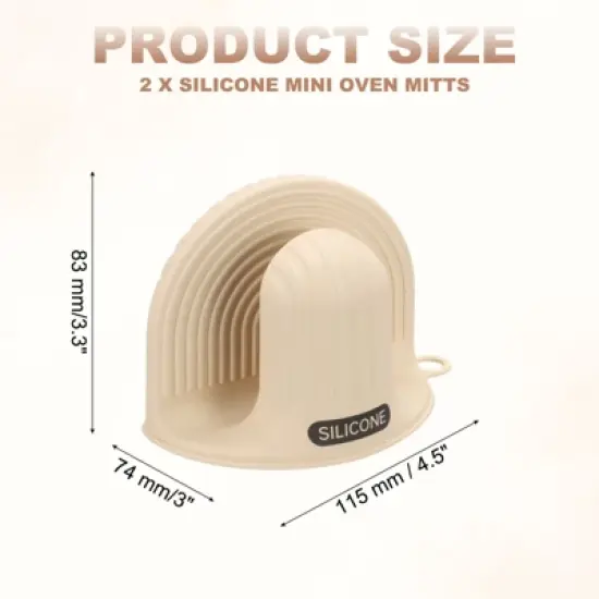 Unique Bargains Heat Resistant Mini Silicone Oven Mitts for Air Fryer Kitchen Cooking 2 Pcs image {1}