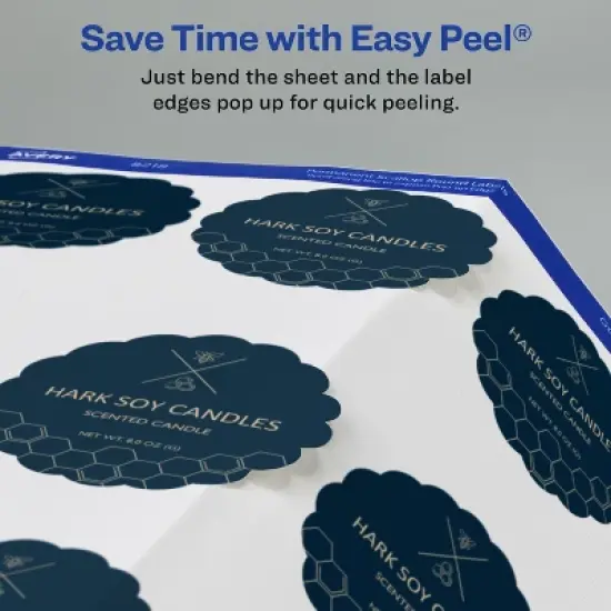 Avery Scallop Round Labels, Sure Feed, Permanent Adhesive, Textured White, 2-1/2" Diameter, 90 Labels (8218) image {6}