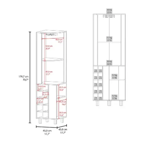 Gulches 10 Bottle Wine Cabinet with Single Door Storage,2 Superior Shelves Compact Corner Design, Natural Oak and Black Finish,Ready to Assemble image {3}
