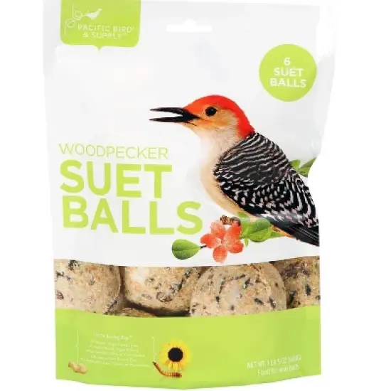Pacific Bird & Supply Co. 6 Pack Woodpecker Suet Balls, 1lb 5oz image {1}