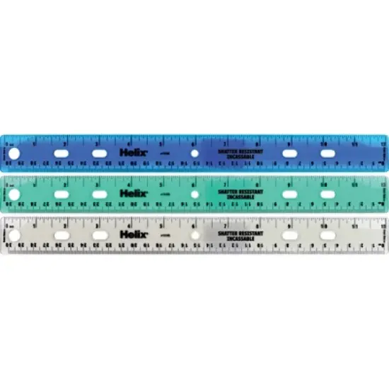 Helix Shatter Resistant Ring Binder Ruler 12" / 30cm, Pack of 25 image {1}