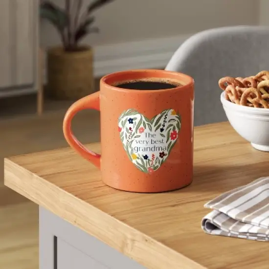 16oz Stoneware The Very Best Grandma Mug Orange - Threshold&trade;: Coffee Mug, Microwave & Dishwasher Safe, 16oz Capacity image {1}