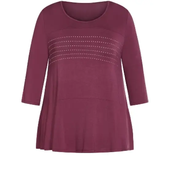 Women's Plus Size Heat Stud Plain Top - plum | AVENUE image {2}