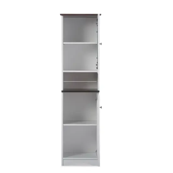 Lauren TwoTone and Buffet and Hutch Kitchen Cabinet White/Dark Brown - Baxton Studio image {1}