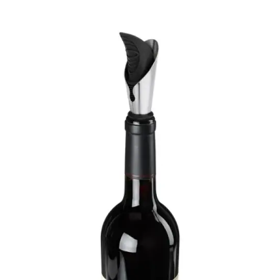 TRUE Duo Wine Pourer and Stopper, Bottle Sealer, Drip Free Pourer, Wine Cork Spout, 2-Piece Design, Silicone and Stainless Steel image {6}