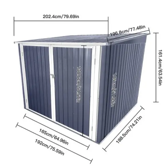 Bicycle Outdoor Steel Storage Shed ,Stores 4 Bikes,Grey image {2}